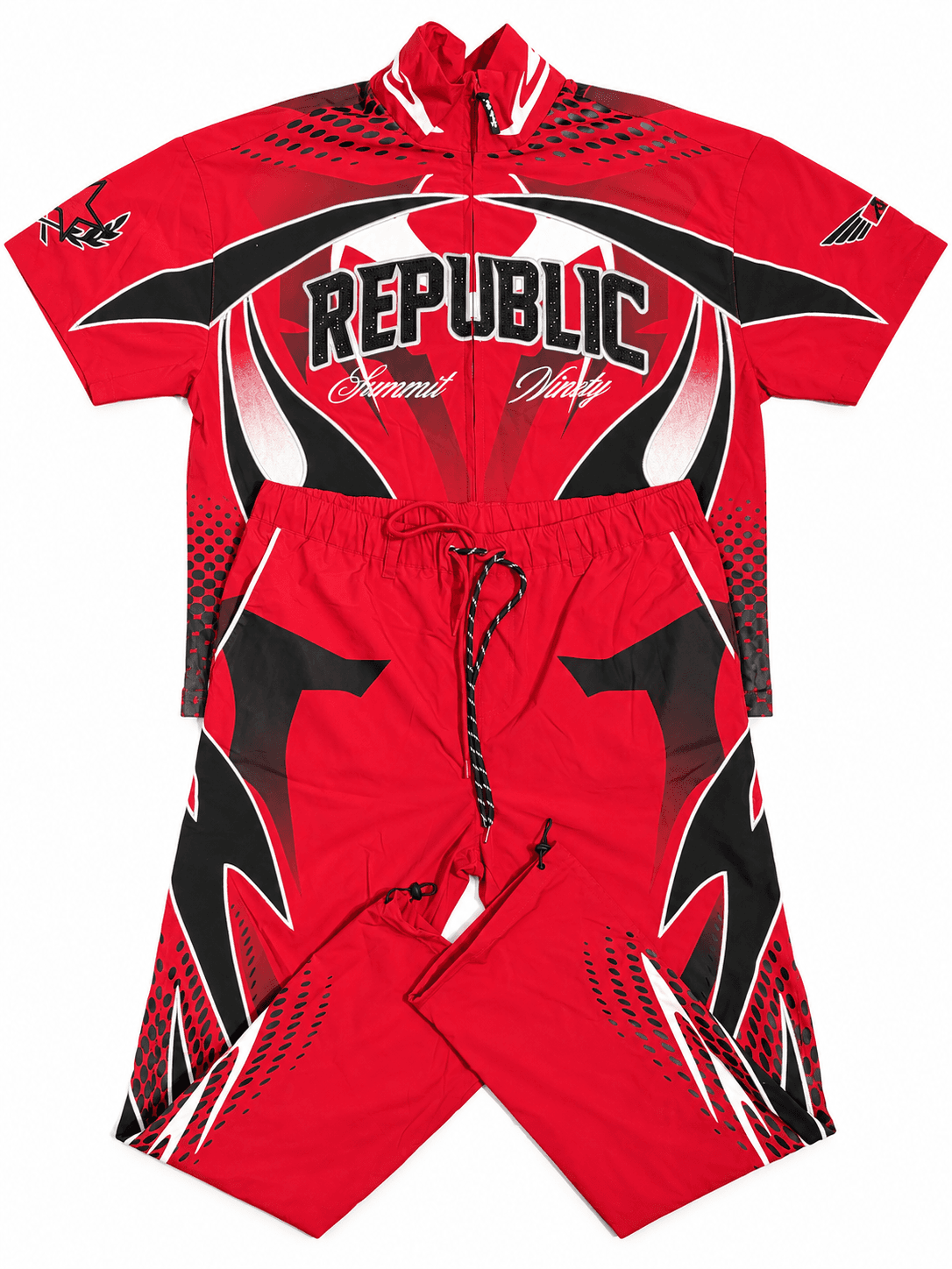 Conjunto moto Republic rojo y negro