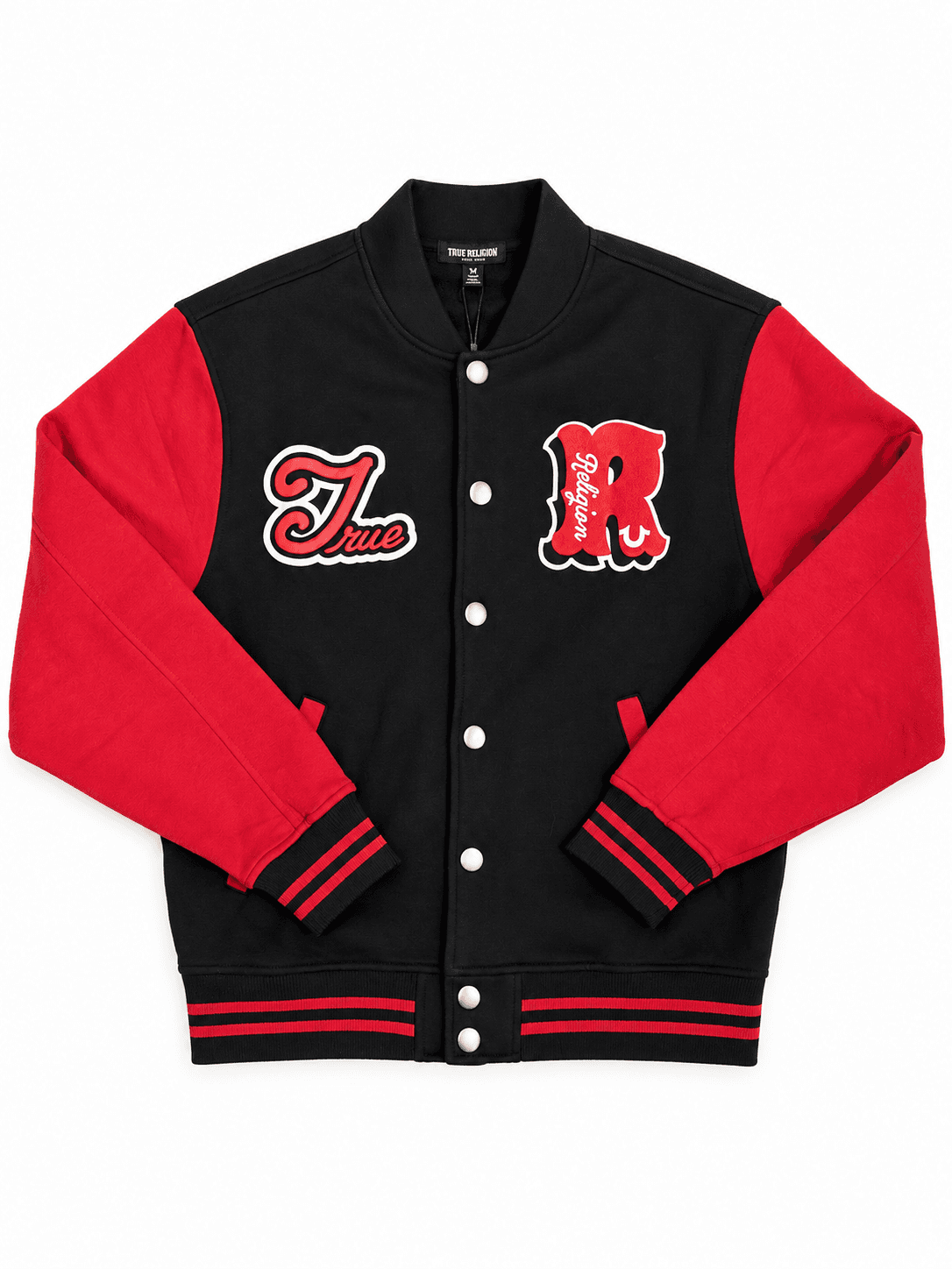 Chaqueta varsity True Religion negra y roja