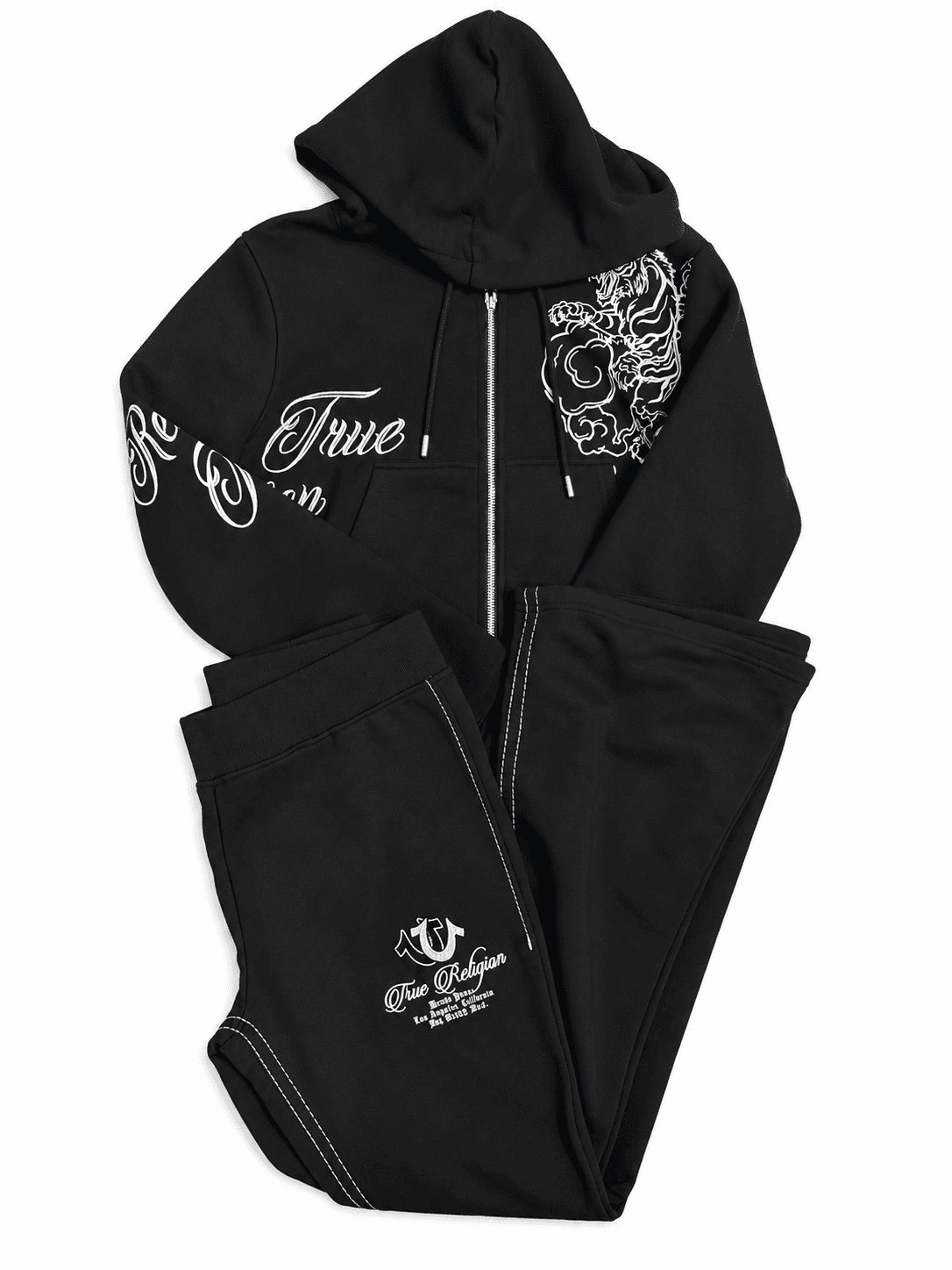 Conjunto True Religion negro estampado dragón
