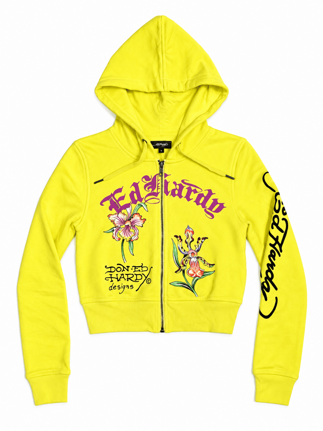 Hoodie corto Ed Hardy amarillo floral