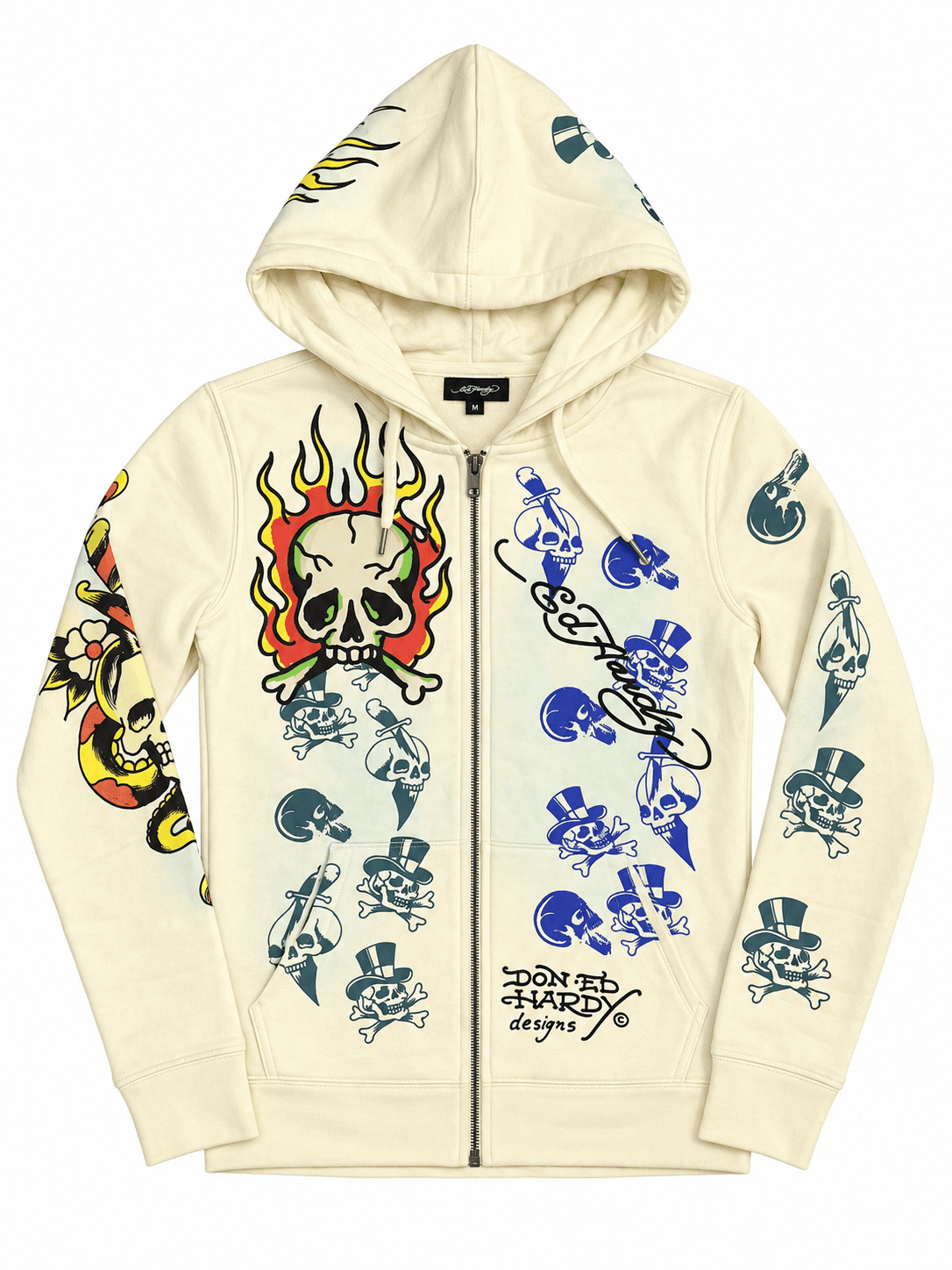 Hoodie Ed Hardy crema estampado calavera
