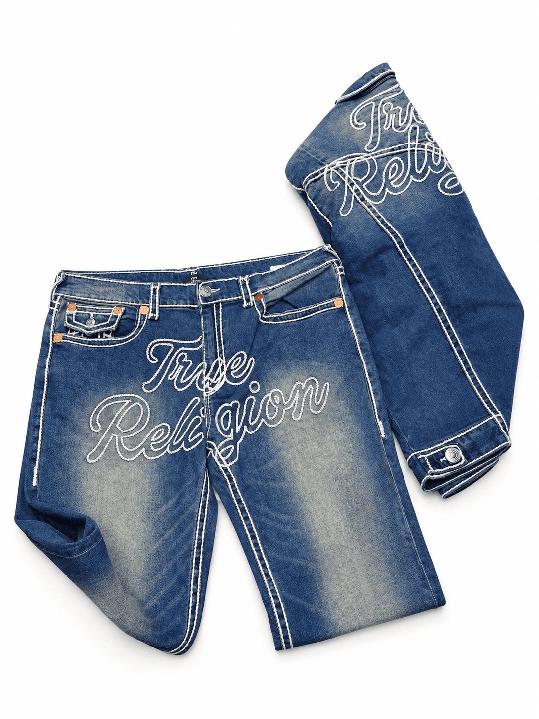 Jean True Religion azul bordado