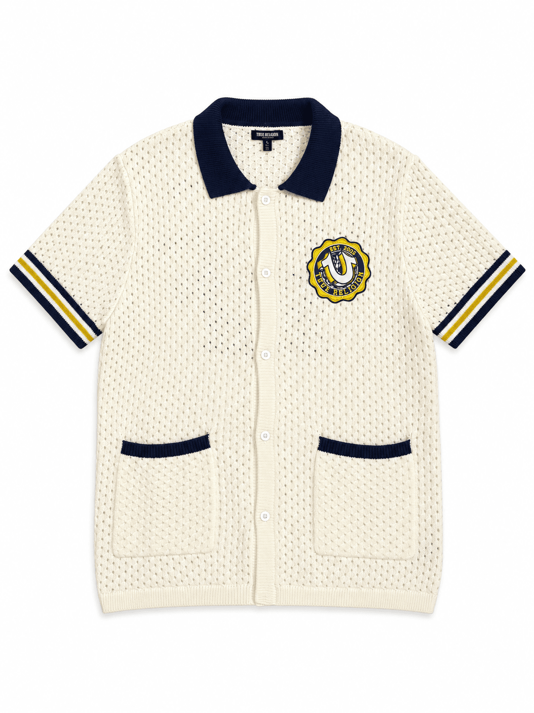 Polo tejido True Religion crema